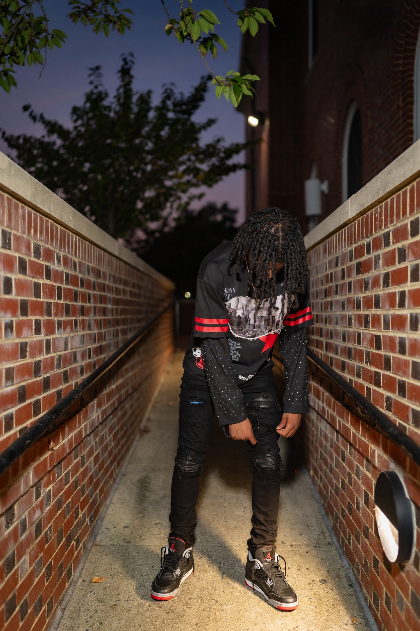 Breadyy Rhinestone Shirts(Black/Red)