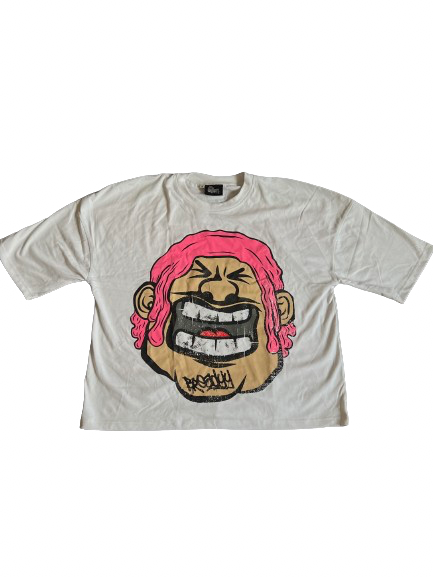 BOXY T-Shirt-White/Pink